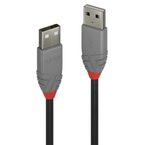 Cable USB 3 m USB 2.0 USB A Negro, Gris Lindy 36694