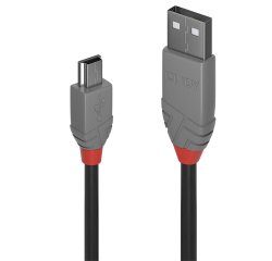 Lindy 1m USB 2.0 Type A to Mini-B Cable, Anthra Line