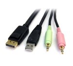 StarTech.com Câble de commutateur KVM DisplayPortUSB 4 en 1 de 1,8 m avec audio et microphone