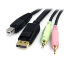 StarTech.com Câble de commutateur KVM DisplayPortUSB 4 en 1 de 1,8 m avec audio et microphone