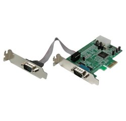 StarTech.com 2-Port Low Profile Native RS232 PCI Express Serial Adapter Card, 16550 UART, PCIe to Dual Serial DB9, Windows & Linux, TAA - Replaced by PEX2S953LP