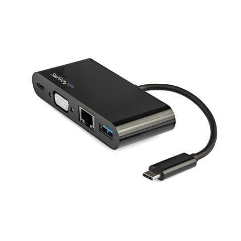 StarTech.com Adaptateur Multiport USB-C - Mini Dock USB-C avec Sortie Vidéo VGA 1080p - Power Delivery Passthrough 60W - USB 3.1 Gen 1 Type-A 5Gbps, Gigabit Ethernet - Station d'Acceuil