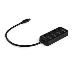 StarTech.com 4 Port USB-C Hub - USB-C naar 4x USB 3.0 Type-A met Individuele On/Off Port Switches - SuperSpeed USB 3.2 Gen 1 (5Gbps) - USB Bus Powered - Mobiel ontwerp - 25cm Kabel