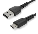 StarTech.com 2m USB-A auf USB-C Ladekabel - Dauerhaftes USB 2.0 auf USB Typ-C Datenübertragungs- und Schnellladekabel - Robuster TPE-Mantel Aramidfaser, M/M, 3A - Schwarz