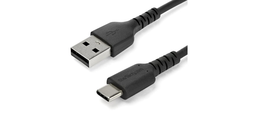 StarTech.com 2m USB-A auf USB-C Ladekabel - Dauerhaftes USB 2.0 auf USB Typ-C Datenübertragungs- und Schnellladekabel - Robuster TPE-Mantel Aramidfaser, M/M, 3A - Schwarz