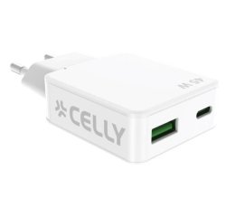Celly SLIMTC1C1A45WWH Caricabatterie per dispositivi mobili Computer portatile, Smartphone, Tablet Bianco AC Ricarica rapida Interno