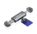 AISENS Lector de Tarjetas SD, Micro SD, MMC, RS-MMC, MMC Micro, USB-A y USB-C, Gris
