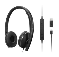 Lenovo 4XD1M45627 hoofdtelefoon/headset Bedraad Hoofdband USB Type-C Zwart