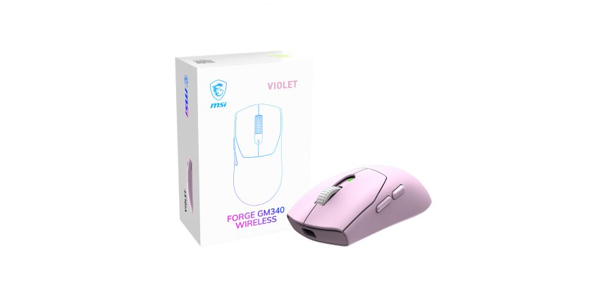 MSI Forge Gm340 Wireless Violet mouse Gaming Ambidestro RF senza fili + Bluetooth Ottico 12000 DPI