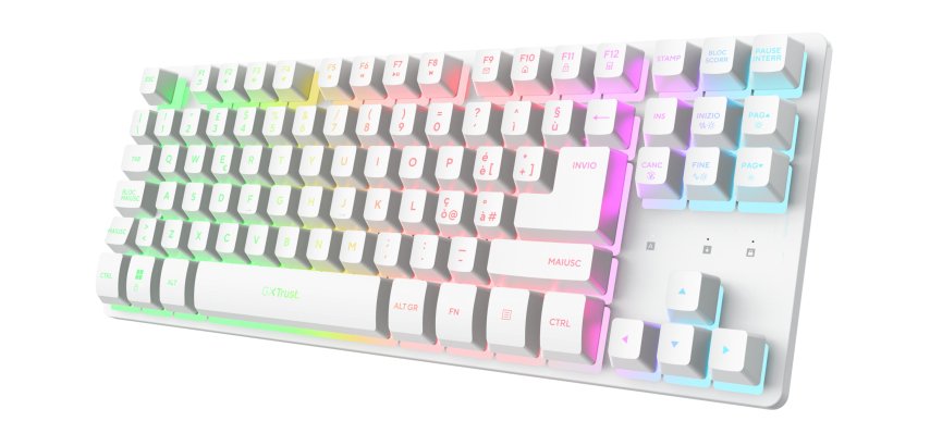 Trust GXT 831W tastiera Gaming Wireless a RF + USB AZERTY Italiano Bianco