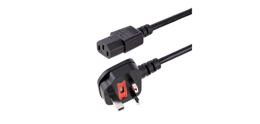 StarTech.com Câble d'Alimentation pour PC de 3m, 18AWG, BS 1363 vers C13, 10A 250V, Cordon d'Alimentation de Remplacement Noir, Cordon d'Alimentation Britannique, Câble d'Alimentation pour PC
