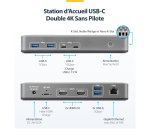 StarTech.com Station d'Accueil USB-C à Deux Écrans, HDMI, 4K 60Hz, Recharge d'Ordinateur Portable 100 W, 1 GbE, Sans Pilote, Station d'Accueil Multi-Écrans pour Windows