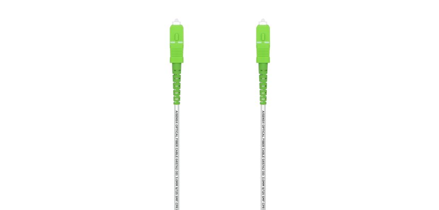 AISENS Cable Fibra Óptica Latiguillo G657A2 3.0 9/125 SMF Simplex CPR DCA LSZH, SC/APC-SC/APC, Blanco, 2.0 m