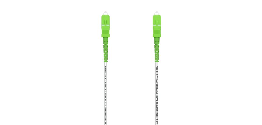 AISENS Cable Fibra Óptica Latiguillo G657A2 3.0 9/125 SMF Simplex CPR DCA LSZH, SC/APC-SC/APC, Blanco, 3.0 m