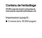 HP 26X LaserJet, lot de 2 cartouches de toner grande capacité authentiques, noir