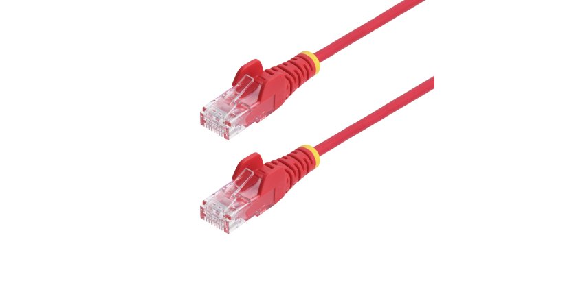 StarTech.com 15m Red Slim CAT6 Ethernet Cable, Snagless, 100W PoE, UTP, LSZH, 28AWG Pure Bare Copper Wire, Slim RJ45 Network Patch Cord w/Strain Reliefs, Individually Tested