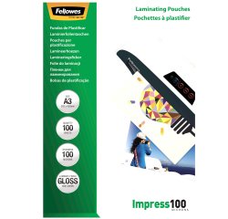 Taschen von Fellowes Laminierfolien A3 2 x 100 µ glänzend - Packung mit 100