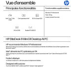 HP EliteDesk 8 Mini G1i AI Intel Core Ultra 7 265T 24 Go DDR5-SDRAM 512 Go SSD Windows 11 Pro Mini PC AI PC Noir