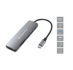 Conceptronic DONN11G 6-in-1 USB 3.2 Gen 1 Docking Station, HDMI, 100W USB PD, USB 3.0, USB 2.0, SD, TF/MicroSD