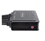 StarTech.com Switch KVM à 2 ports avec Câble DisplayPort, 4K 60Hz, KVM Compact avec Câbles Intégrés USB-A/DisplayPort/Audio de 1,5m, Alimenté par bus - Commutation à Distance par Bouton-Poussoir/Clavier à Effleurement