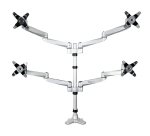 StarTech.com Desk Mount Quad Monitor Arm – Premium Articulating VESA 4 Monitor Mount 2x2 up to 30" (24.8lb/11.3kg) – Ergonomic Height Adjustable Pole Mount - Tilt/Swivel/Rotate - C-Clamp/Grommet - Silver - TAA