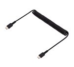 StarTech.com 1m USB-C Laadkabel, Robuuste Fast Charge & Sync Type C Spiraalkabel, 60W (3A) PD, USB 2.0, TPE Mantel en Aramidevezels - Zwarte USB Oplaadkabel