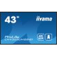 iiyama LH4365UHSB-B1 Écran d'affichage dynamique En forme de kiosk 108 cm (42.5") LED Wifi 800 cd/m² 4K Ultra HD Noir Intégré dans le processeur Android 11 24/7