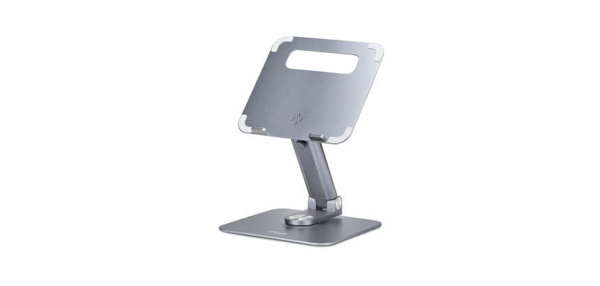 StarTech.com Support Télescopique pour PC Portable, Base Pivotante à 360&deg;, Support Rotatif pour Bureau, Hauteur et Inclinaison Réglables, Poids Max 5kg, Construction en Aluminium, Design Portable