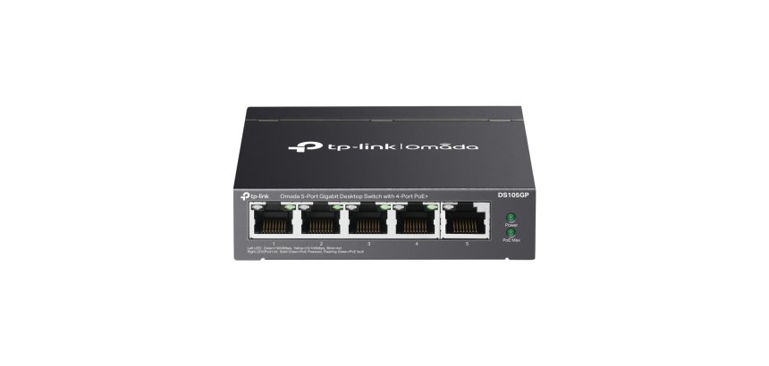 TP-Link Omada DS105GP commutateur réseau Non-géré Gigabit Ethernet (10/100/1000) Connexion Ethernet, supportant l'alimentation via ce port (PoE) Noir