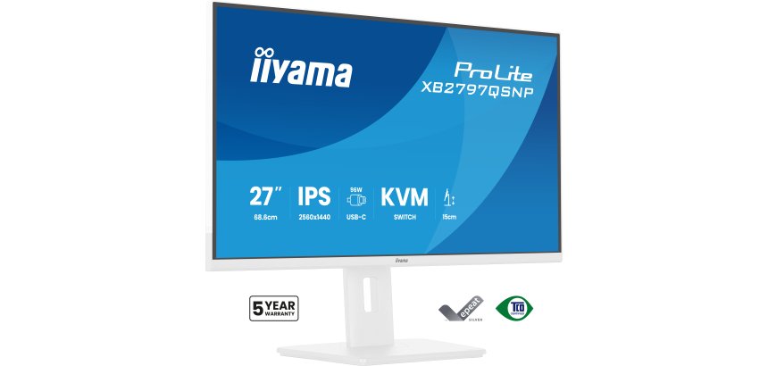 iiyama ProLite XB2797QSNP-W1 écran plat de PC 68,6 cm (27") 2560 x 1440 pixels Quad HD LCD Blanc