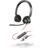 POLY Auriculares estéreo Blackwire 3320 con certificación Microsoft Teams USB-C + Adaptador USB-C/A