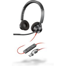 POLY Micro-casque Blackwire 3320 stéréo USB-C certifié Microsoft Teams + adaptateur USB-C/A