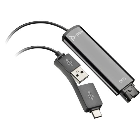 Poly Adaptador negro DA75 USB a QD compatible con TAA