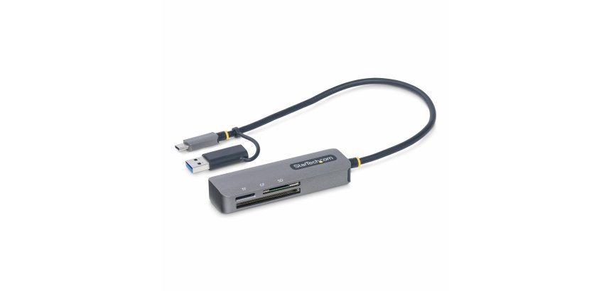 StarTech.com USB 3.0 Multi-Media Memory Card Reader, SD/microSD/CompactFlash Card Reader, Portable USB 5Gbps Card Adapter, External USB-C Card Reader with Attached USB-A Adapter - Works with Any Operating System