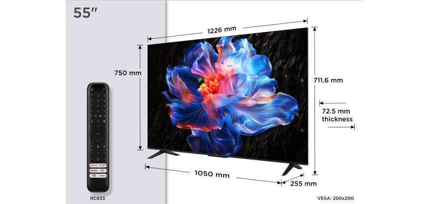 TCL TV LED 4K 139 cm 55P6K 4K HDR avec Google TV 2025