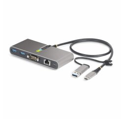 StarTech.com Hub USB-C à 2 Ports USB-A avec Ethernet et RS-232, Dongle USB-C vers USB-A, 100W PD Pass-Through, 2x USB-A 5Gbps, Gigabit Ethernet, Série RS232 (FTDI)