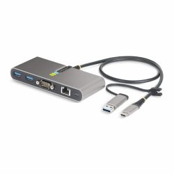 StarTech.com Hub USB-C à 2 Ports USB-A avec Ethernet et RS-232, Dongle USB-C vers USB-A, 100W PD Pass-Through, 2x USB-A 5Gbps, Gigabit Ethernet, Série RS232 (FTDI)