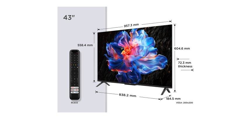 TCL TV LED 4K 108 cm 43P6K 4K HDR avec Google TV 2025