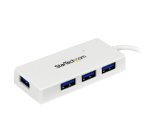 StarTech.com Hub portatile mini USB 3.0 SuperSpeed a 4 porte - Perno e concentratore per Ultrabook USB 3.0 con cavo integrato - Bianco