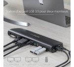 StarTech.com Station d'Accueil pour Ordinateur Portable USB 3.0 à Double Écran avec HDMI/DVI/VGA, Hub USB-A 3x, GbE, Audio, Docking Station Universelle Type-A pour Windows/macOS/ChromeOS - Conforme TAA