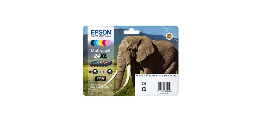 Epson Elephant 24XL Claria Photo HD Single Cyan Ink