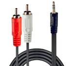 Lindy Câble audio Premium 2 x RCA (Cinch) mâle vers jack 3,5mm mâle, 5m