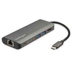 StarTech.com Adattatore multiporta USB-C - Dock da viaggio USB tipo C a HDMI 4K, 3x USB 3.0 hub, SD / SDHC, GbE, pass-through PD 3.0 da 60W - Mini docking station USB tipo C portatile USB Type-C / Thunderbolt 3