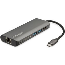 StarTech.com USB C Multiport Adapter - USB-C Travel Dock to 4K HDMI, 3x USB 3.0 Hub, SD/SDHC, GbE, 60W PD 3.0 Pass-Through - USB Type-C/Thunderbolt 3 - Upgraded Version of DKT30CSDHPD