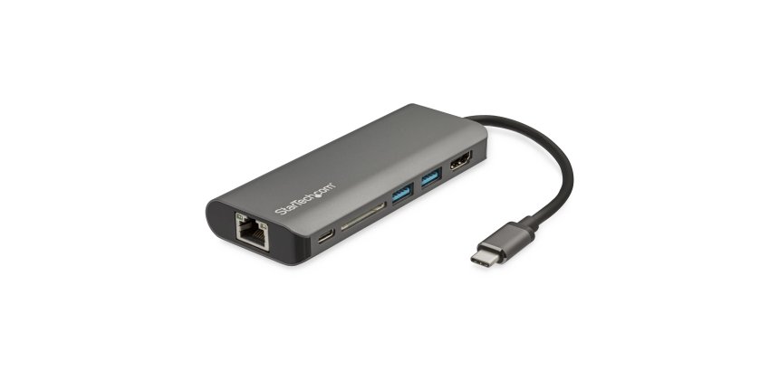 StarTech.com USB C Multiport Adapter - USB-C Travel Dock to 4K HDMI, 3x USB 3.0 Hub, SD/SDHC, GbE, 60W PD 3.0 Pass-Through - USB Type-C/Thunderbolt 3 - Replaces DKT30CSDHPD