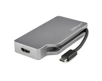 StarTech.com Adaptateur Multiport USB-C avec HDMI/VGA/Mini DisplayPort ou DVI - Convertisseur USB Type C vers HDMI 2.0 ou mDP 1.2 (4K60Hz) - VGA ou DVI (1080p) - Aluminium Gris Spatial