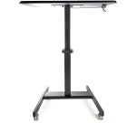 StarTech.com Mobile Standing Desk - Portable Sit Stand Ergonomic Height Adjustable Cart on Wheels - Rolling Computer/Laptop Workstation Table with Locking One-Touch Lift for Teacher/Student