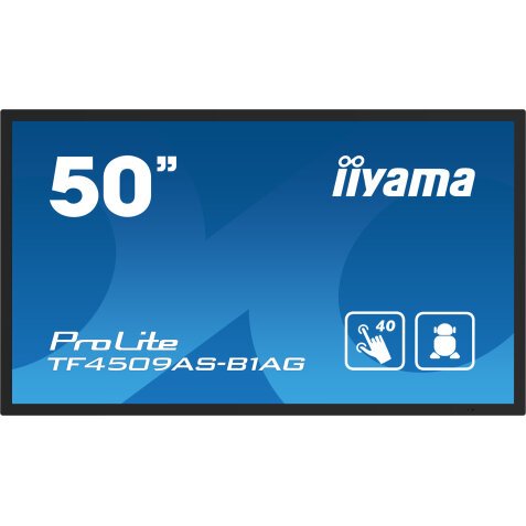 iiyama TF5039AS-B1AG Écran d'affichage dynamique Écran plat de signalisation numérique 125,7 cm (49.5") LED 500 cd/m² 4K Ultra HD Noir Écran tactile Intégré dans le processeur Android 24/7