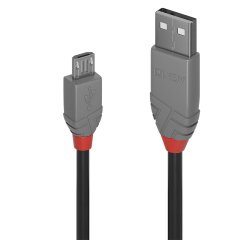 Lindy 1m USB 2.0 Type A to Micro-B Cable, Anthra Line
