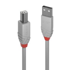 Lindy 5m USB 2.0 Type A to B Cable, Anthra Line, Grey